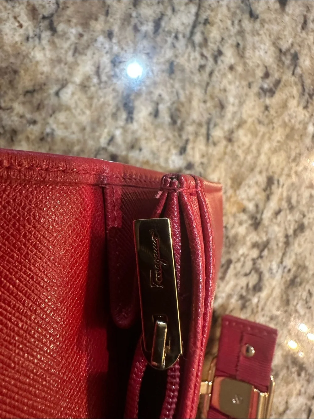 Salvatore Ferragamo Red Leather Wallet - Classic ID Window